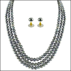 "3 string grey  pearl set - SJPJA-229 - Click here to View more details about this Product